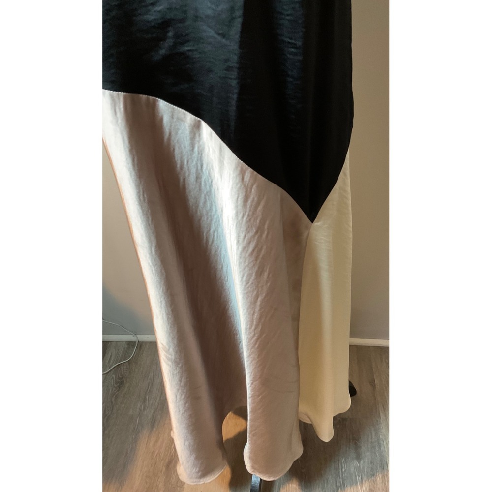 Body on Slip Dress‎ DKNY Colorblock V Neck Satin MIDI  Sz 10 Black Pink Cream - Picture 10 of 13
